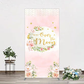 Lofaris Floral Over The Moon Pink Baby Shower Rectangle Backdrop